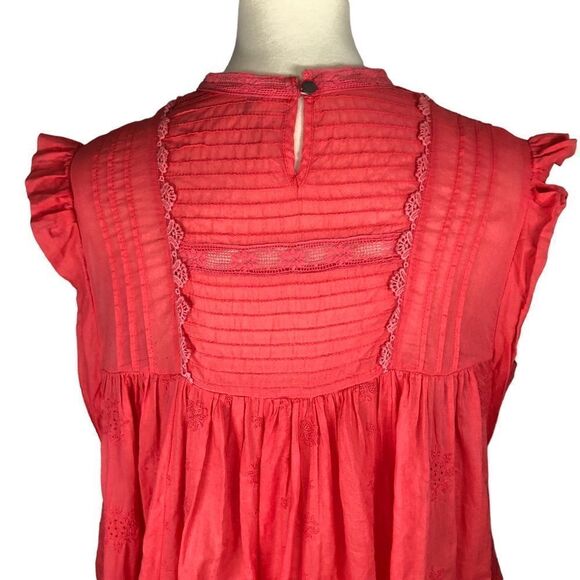 Free People Nobody Like You Cotton Peasant Dress w/ Pockets Coral Size Medium - Picture 6 of 14